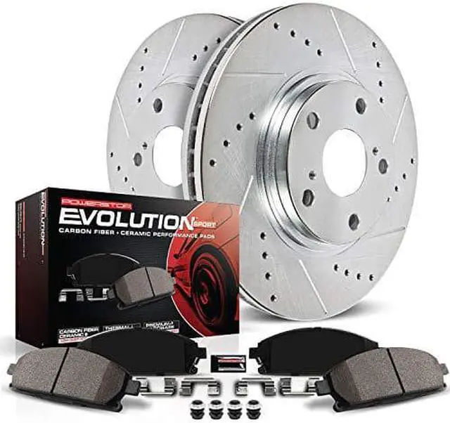 Main image of Power Stop K681 Front Z23 Carbon Fiber Brake Pads with Drilled & Slotted Brake Rotors Kit