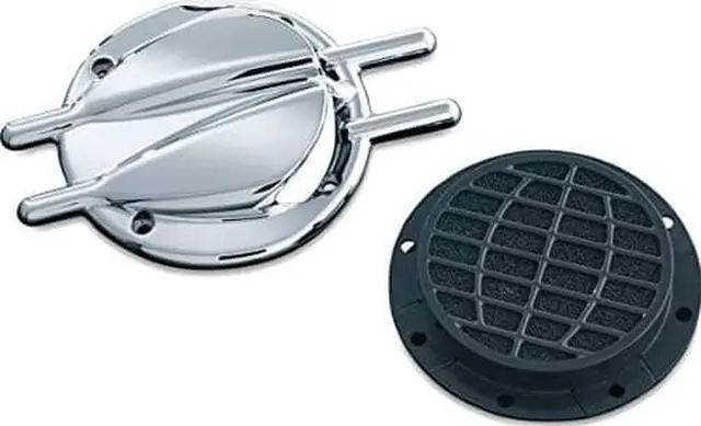 Main image of Kuryakyn 8498 Motorcycle Air Cleaner/Filter Component: Stinger Vented Trap Door for Standard Hypercharger Air Cleaners, Chrome