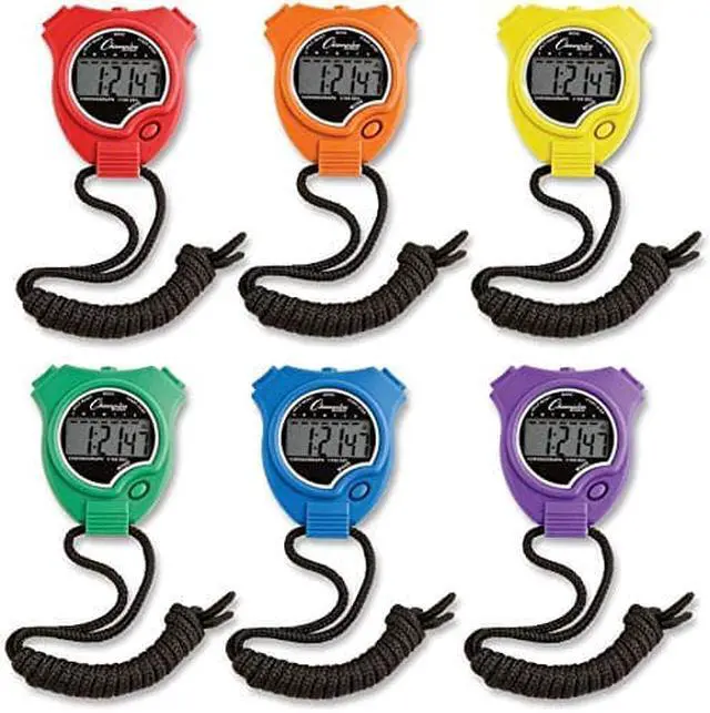 Alt view image 7 of 9 - Water-Resistant Stopwatches, 1/100 Second, Assorted Colors, 6/Set 910SET