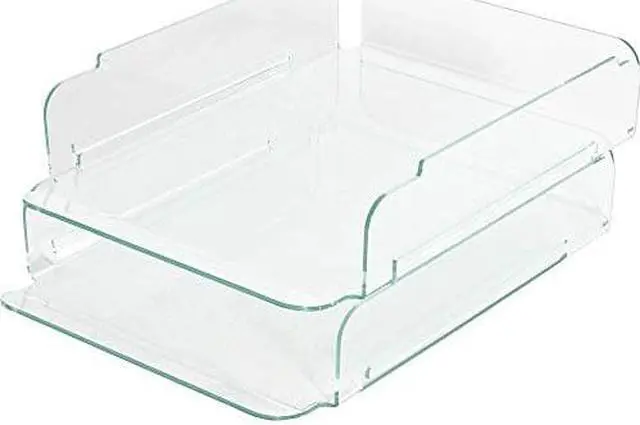 Alt view image 17 of 18 - Lorell Stacking Letter Tray 2/PK 13"x10-1/4"x2-3/4" CL/Green 80655