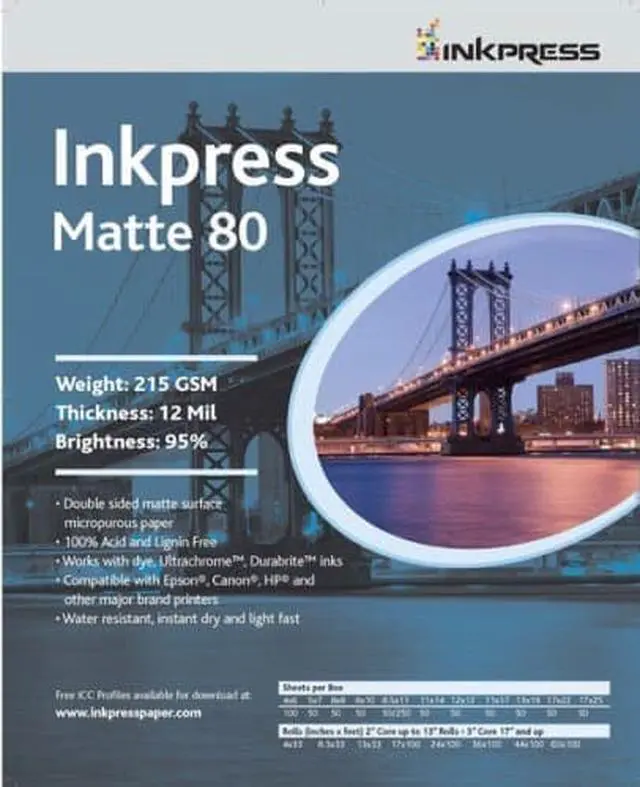 Main image of Inkpress Duo Matte 80 Inkjet Paper (5x7, 50 Sheets)
