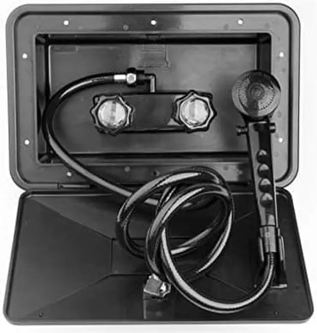 Main image of Dura Faucet DF-SA170-BK RV Weatherproof Exterior Shower Box Kit - Lock and Key (Black)