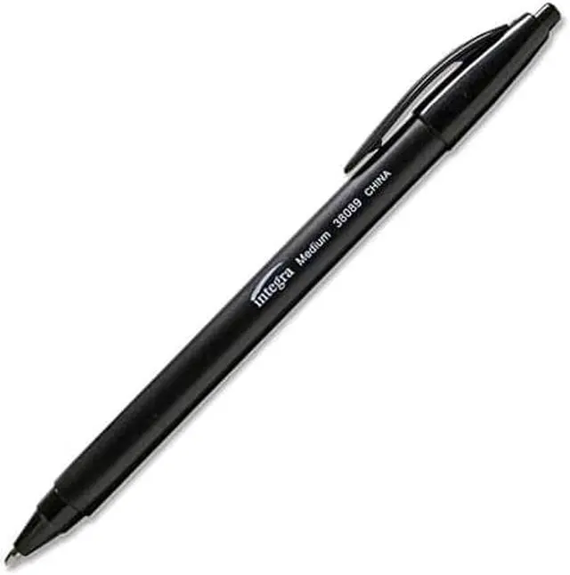 Alt view image 6 of 7 - Integra Ballpoint Pens Retractable Medium Point Black Barrel/Ink 38089