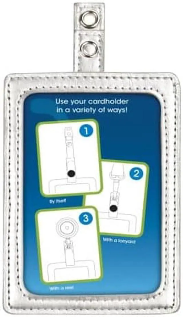 Alt view image 4 of 4 - MYID LEATHER ID BADGE HOLDER, VERTICAL/HORIZONTAL, 2.5 X 4, SILVER