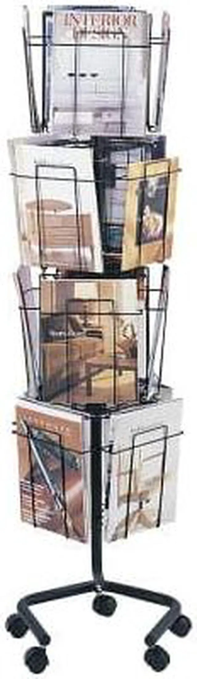 Alt view image 15 of 16 - Safco Wire Rotary Display Racks 16 Compartments 15w x 15d x 60h Charcoal 4139CH