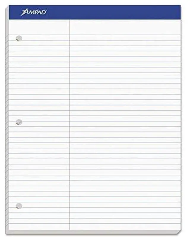 Alt view image 11 of 15 - Ampad Double Sheets Pad Law Rule 8 1/2 x 11 3/4 White 100 Sheets 20345
