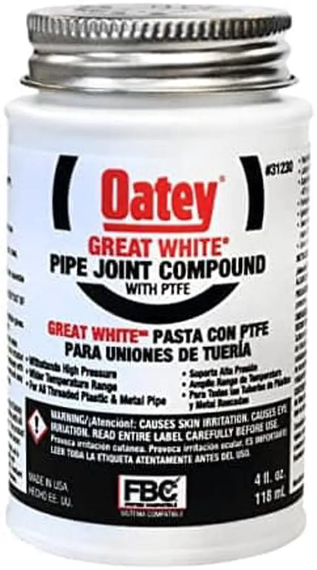 Alt view image 2 of 3 - OATEY 31230 Pipe Thread Sealant 4 fl oz, Brush-Top Can, Great White Pipe Joint