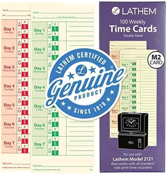 Alt view image 5 of 6 - Universal Time Card, Side Print, 3 1/2 x 9, Bi-Weekly/Weekly, 2-Sided 100/Pack