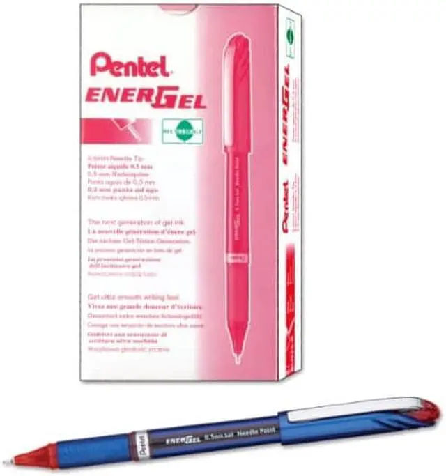 Alt view image 6 of 8 - Pentel EnerGel NV Liquid Gel Pen .5mm Red Barrel Red Ink BLN25B