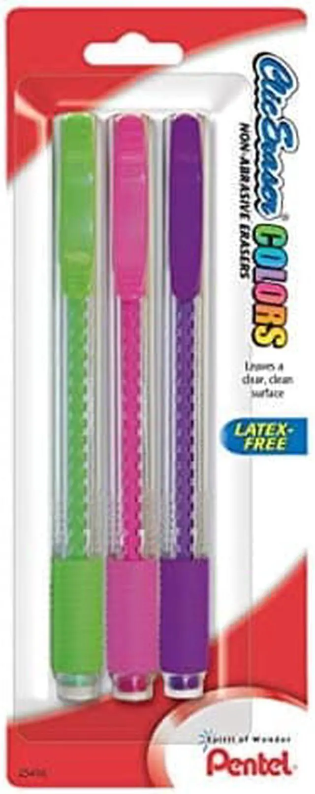 Alt view image 7 of 7 - Clic Eraser COLORS Eraser For Pencil Marks White Eraser Assorted Barrel Colors 3/Pack ZE23BP3M