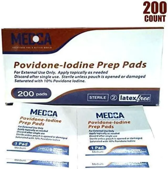 Alt view image 8 of 8 - Iodine Prep Pads - (Box of 200 Count) Iodine Prep Solution Pads, 10% Povidone Iodine Swabs for Individual Disinfecting Wipes, Disposable Cotton Antiseptic Surgical Pad for Wound Care, and First Aid