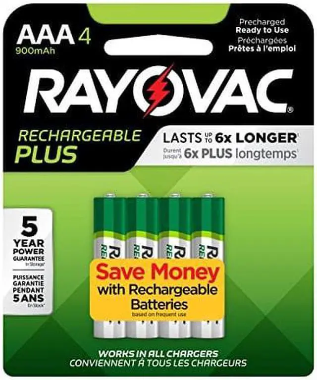 Alt view image 9 of 9 - Rayovac Platinum Rechargeable NiMH Batteries, AAA, 4 per Pack
