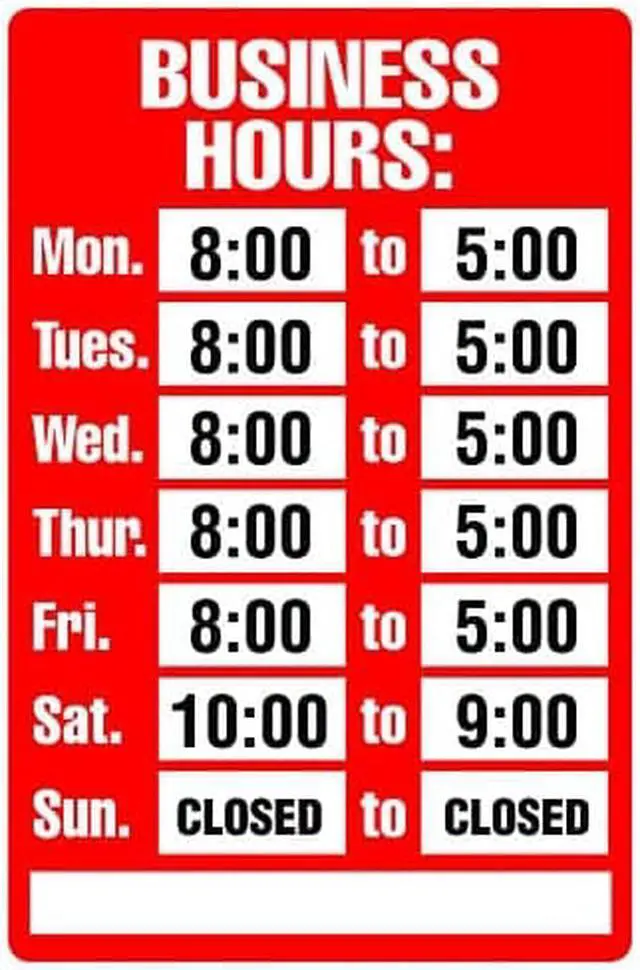 Alt view image 2 of 2 - Cosco Open/Closed Business Hours Sign Kit 8 x 12 Red 098071