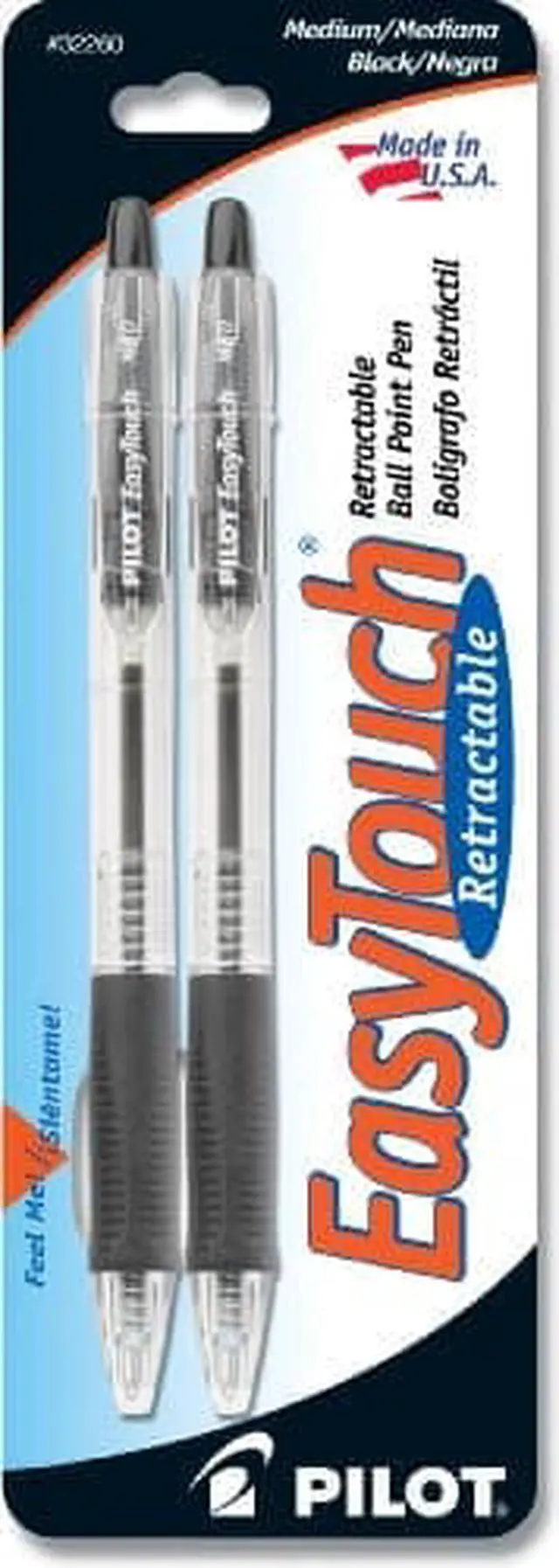 Main image of PILOT EasyTouch Refillable & Retractable Ballpoint Pens, Medium Point, Black Ink, 2-Pack (32260)