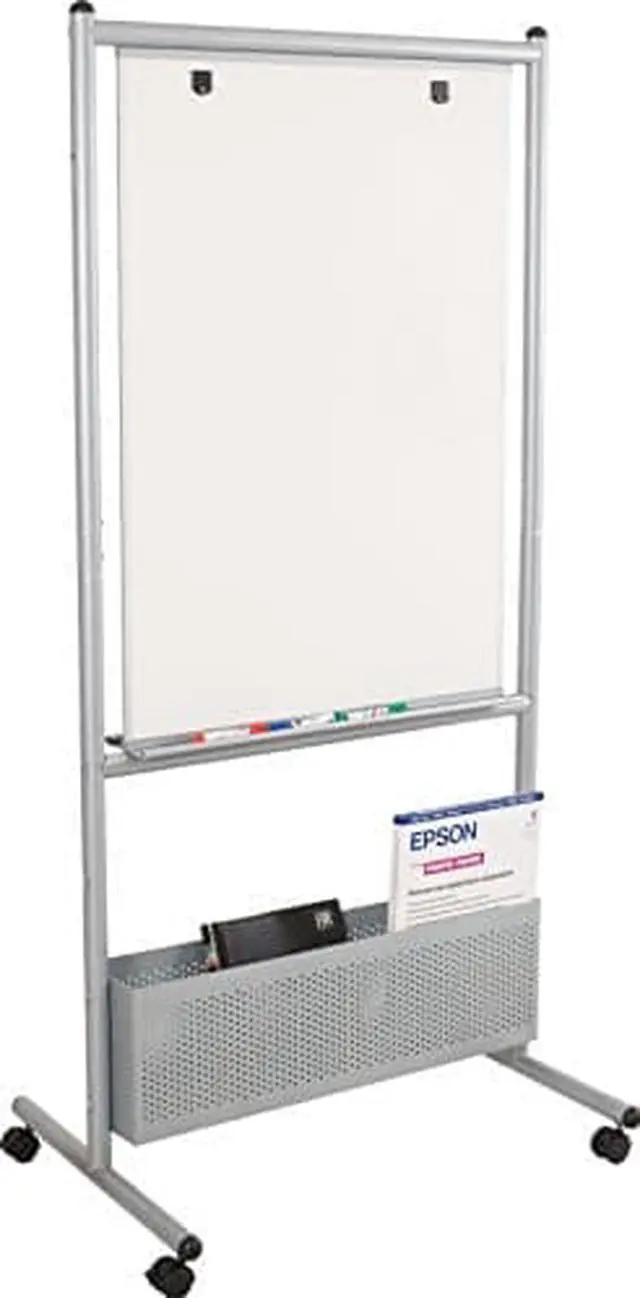 Main image of Best-Rite Mobile Nest Easel, Platinum Frame, Double Sided Porcelain Steel Whiteboard, 72"H x 34.75"W x 24"D (785P)