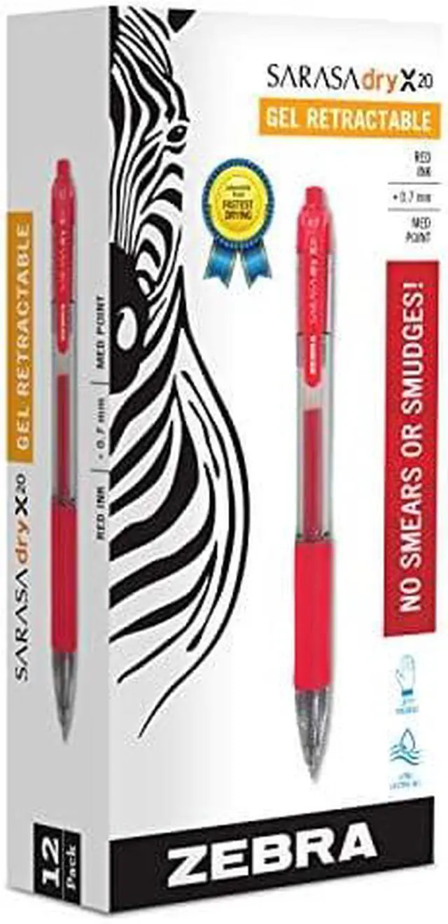 Alt view image 10 of 12 - Zebra Sarasa Retractable Gel Pen Red Ink Medium Dozen 46830