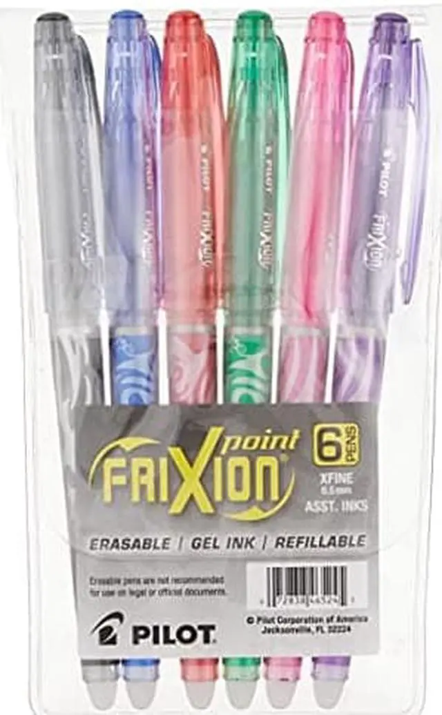 Alt view image 3 of 3 - Pilot 46524 FriXion Point Erasable Gel Pen, Needle, 0.5mm Extra Fine, Assorted, 6-Pk