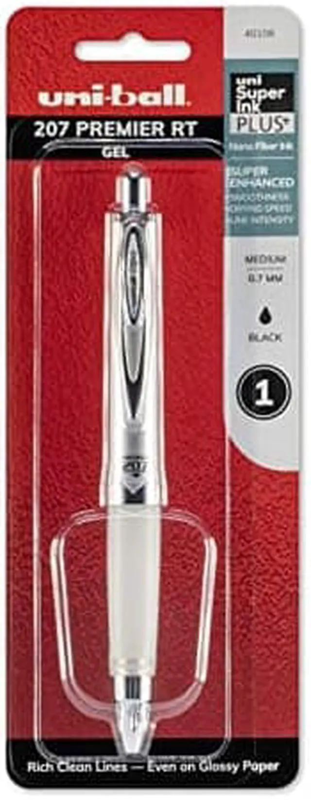Main image of Uni-Ball 40108 207 Premier Retractable Gel Rollerball Pen, Medium Point, Black Ink, 1 Count