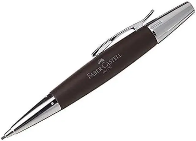 Main image of Faber-Castell Design E-Motion Pearwood Polished Chrome Dark Brown Mechanical Pencil 138381
