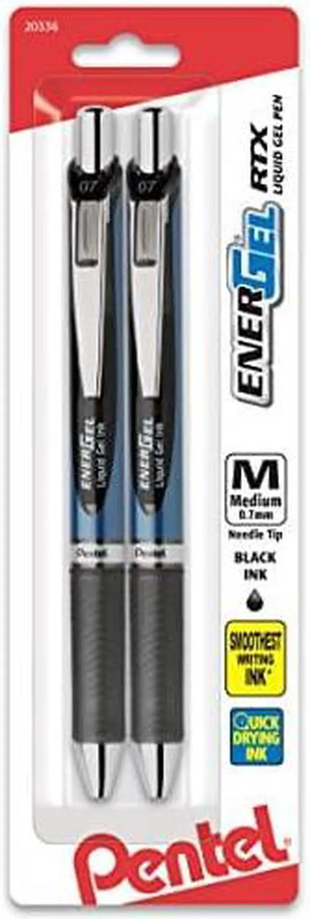 Alt view image 7 of 7 - Pentel Gel Pen Retractable/Refillable Metal Tip.7mm 2/PK Black BLN77BP2A