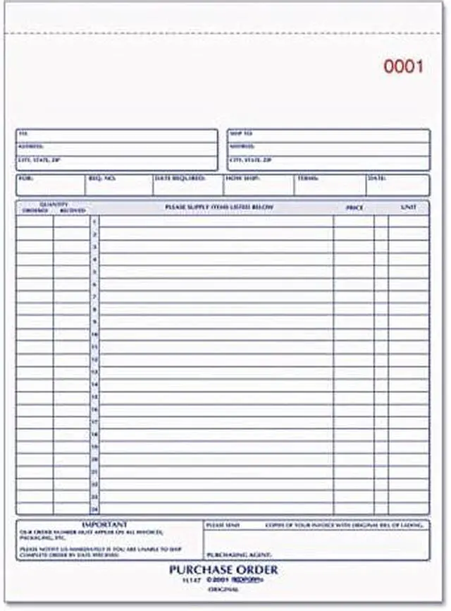 Alt view image 12 of 13 - Purchase Order Book, 8 1/2 X 11, Letter, Three-Part Carbonless, 50 Sets/book