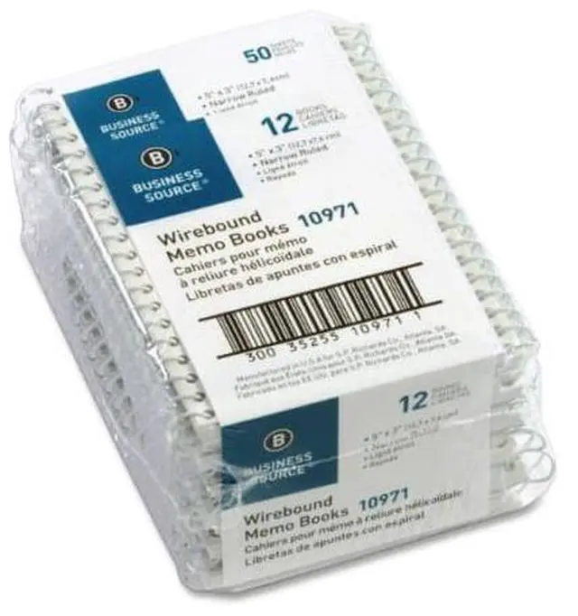 Alt view image 6 of 12 - Business Source Wirebound Memo Books Narrow Ruled 50 Shts 5"x3" White 10971