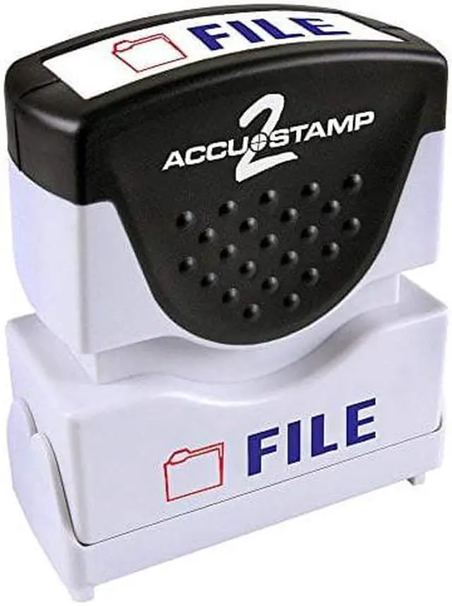 Alt view image 3 of 5 - Accustamp2 035534 1 5/8 x 1/2 Red/Blue File Accustamp2 Shutter Stamp with Microban