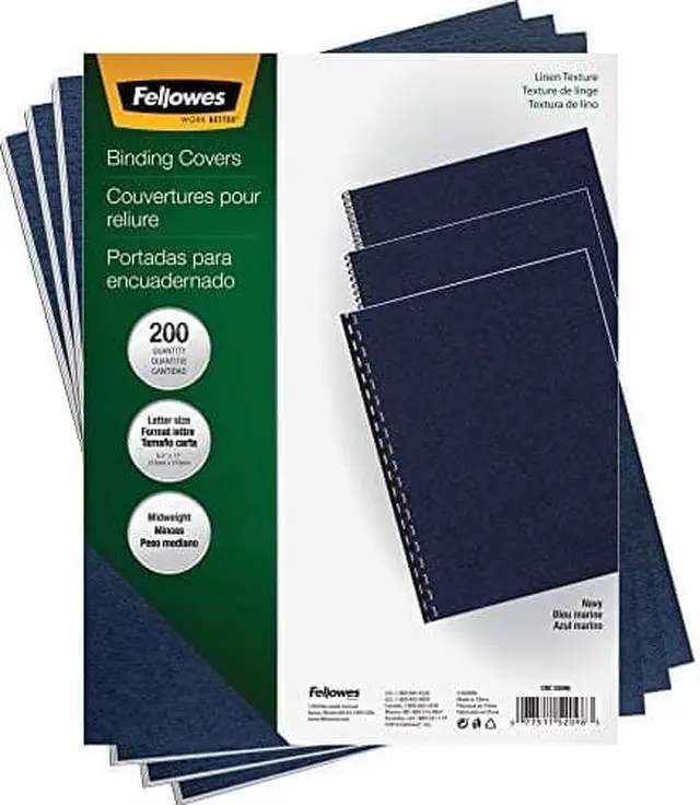 Alt view image 3 of 5 - Fellowes Binding Linen Presentation Covers, Letter, Navy, 200 Pack (52098)