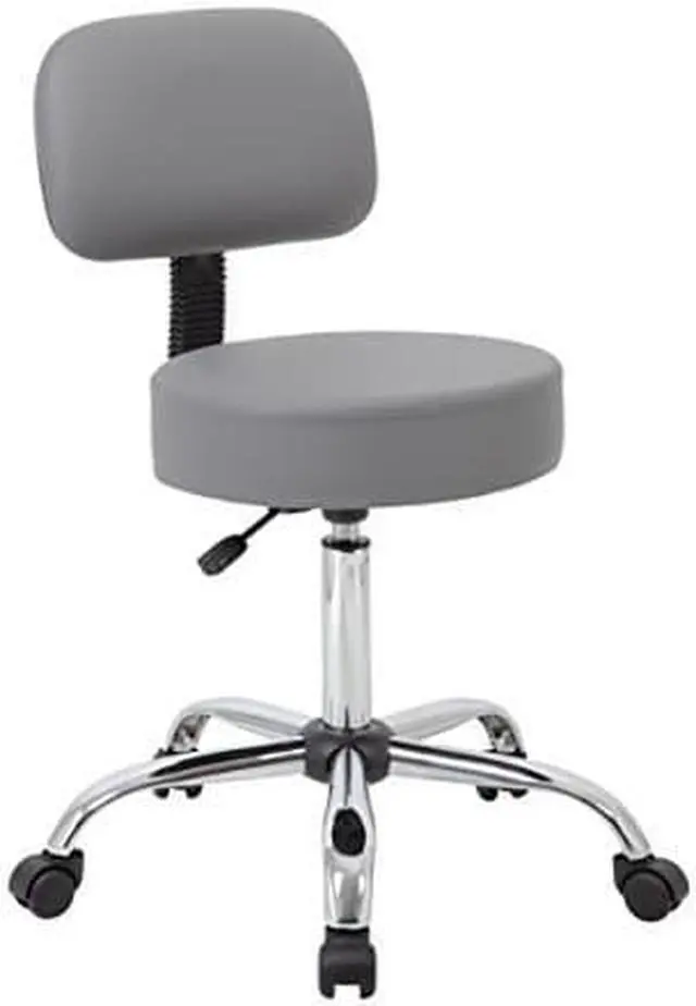 Alt view image 2 of 3 - BOSS Grey Be Well Medical Spa Professional Adjustable Stool with Back Cushion (B245-GY)