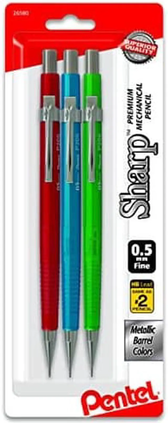 Alt view image 7 of 7 - Pentel Sharp Mechanical Drafting Pencil 0.5 mm Assorted Metallic Barrels 3/Pack P205MBP3M1