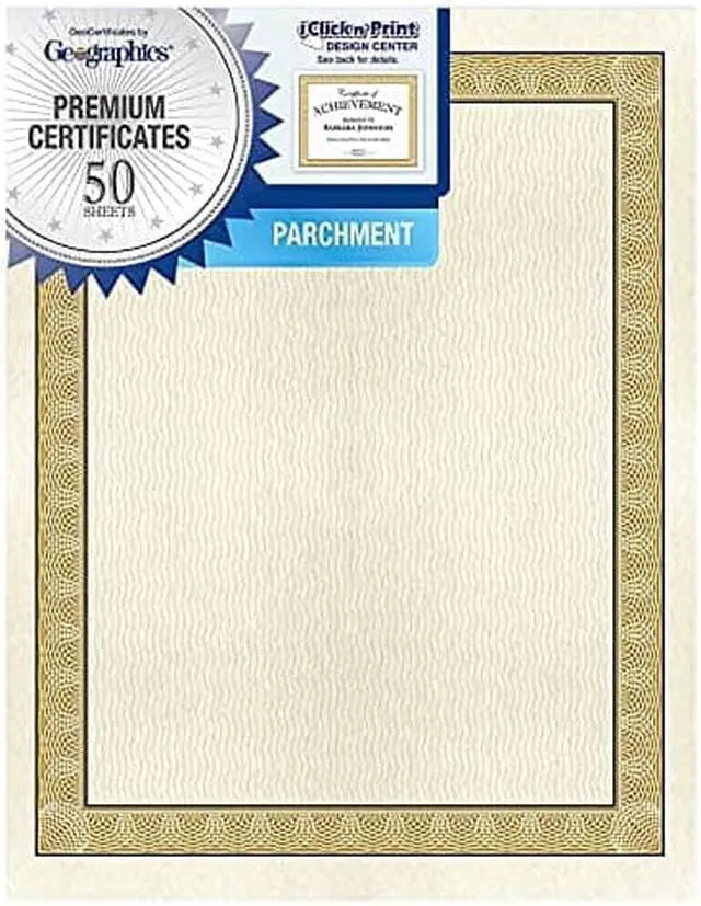 Alt view image 10 of 11 - Geographics Parchment Paper Certificates, 8-1/2 x 11, Natural Diplomat Border, 50/Pack