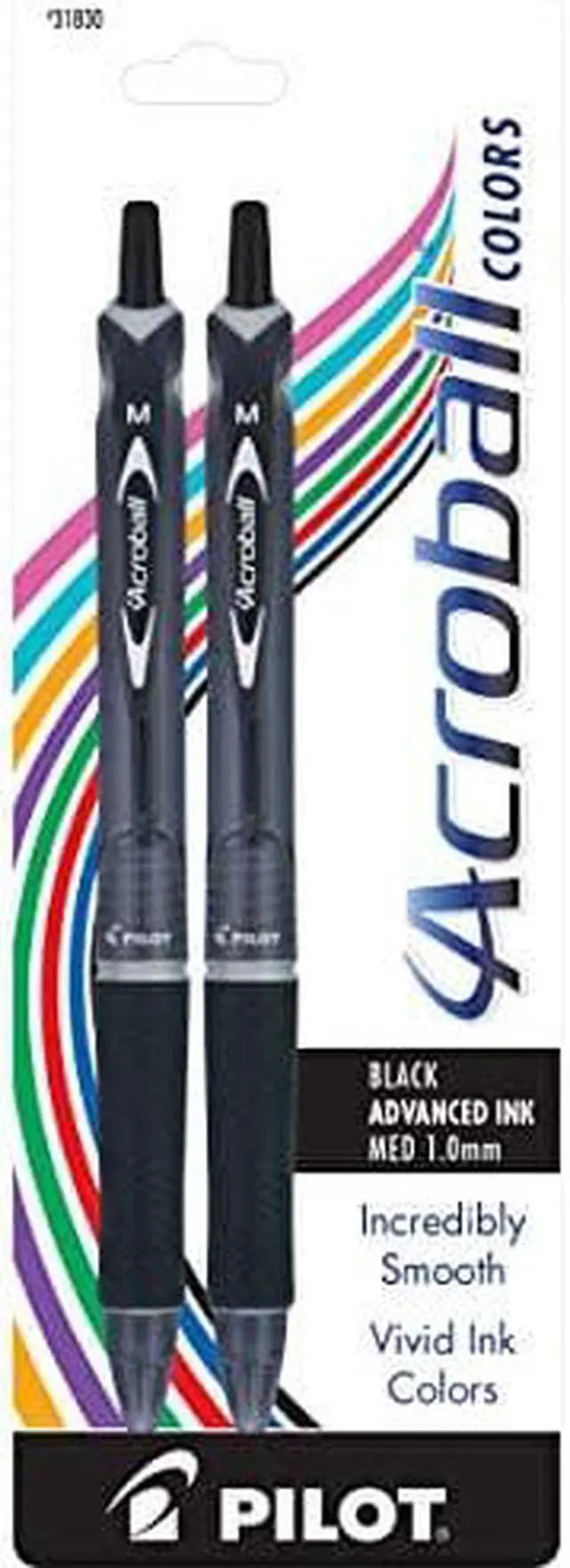 Main image of PILOT Acroball Colors Advanced Ink Refillable & Retractable Ball Point Pens, Medium Point, Black Ink, 2-Pack