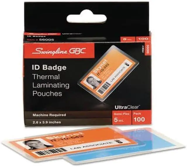 Alt view image 4 of 7 - Swingline UltraClear Thermal Laminating Pouch ID Badge 5mil 2 5/8 x 3 7/8 100/Pack 56005