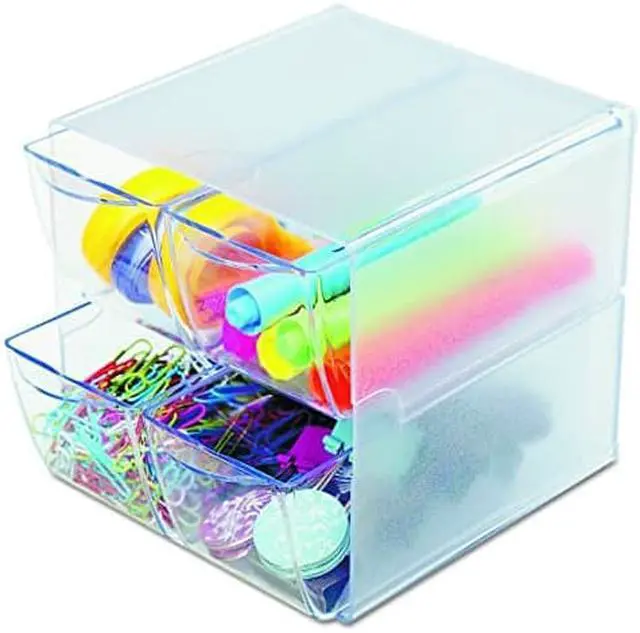 Alt view image 3 of 3 - Desk Cube, With Four Drawers, Clear Plastic, 6 X 7-1/8 X 6
