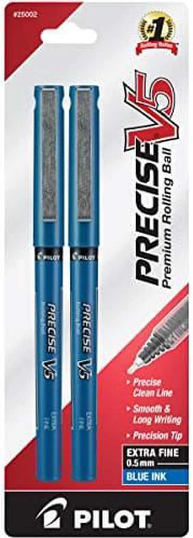 Main image of PILOT Precise V5 Stick Liquid Ink Rolling Ball Stick Pens, Extra Fine Point (0.5mm) Blue Ink, 2-Pack (25002)
