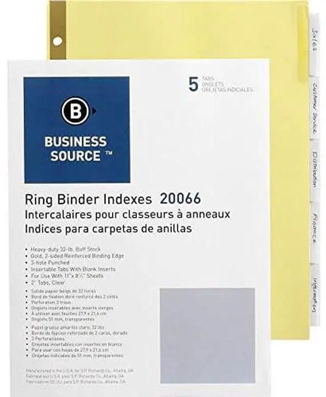 Alt view image 3 of 3 - Insertable Tab Indexes 5 Tab 11"x8-1/2" Buff Paper/Clear
