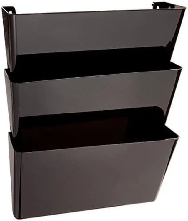 Alt view image 8 of 8 - Deflect-o 93604 Recycled Docupocket Wall File - 8.50" Width x 11" Length Sheet Size - 3 Pockets - Black - 3 / Set, 1 Set