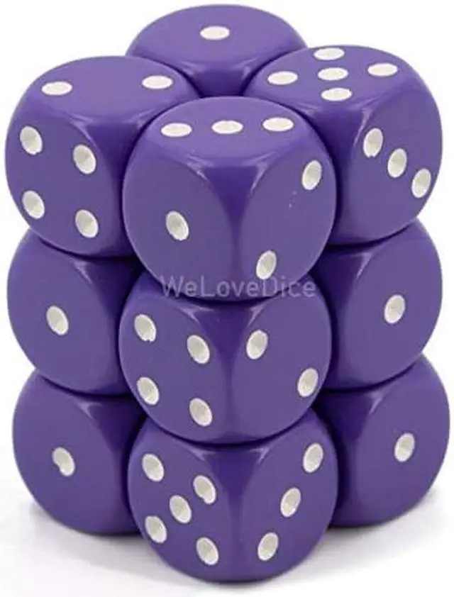 Alt view image 2 of 2 - chessex chx25607 dice - opaque: 12d6 purple/white