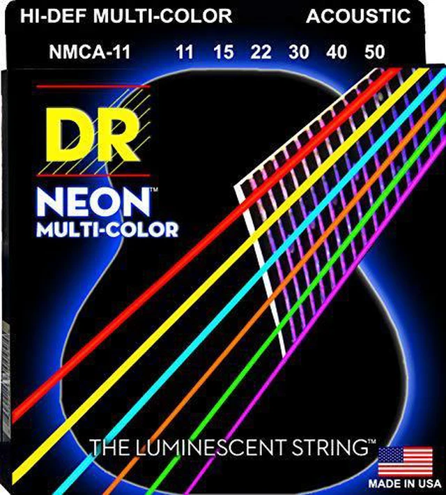 Alt view image 9 of 15 - DR Strings - NEON - MULTI COLOR - Acoustic Guitar Strings MED LT NMCA-11 - 11-50