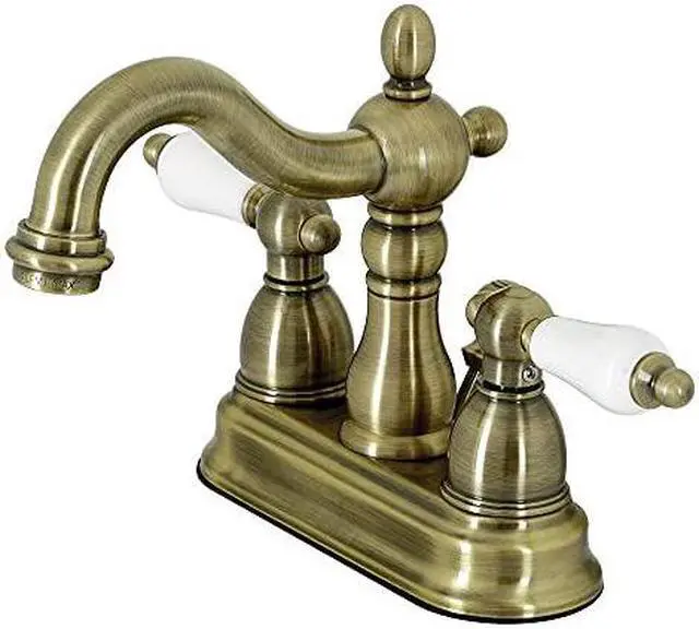 Alt view image 5 of 8 - Kingston Brass KB160.PL Heritage Centerset Bathroom Faucet with Brass Pop-Up Dra, Antique Brass