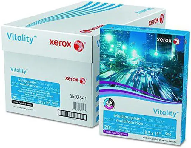 Alt view image 5 of 9 - XEROX CORP. Vitality Multipurpose 3-Hole Punched Paper 8 1/2 x 11 White 5 000 Sheets/CT 3R02641