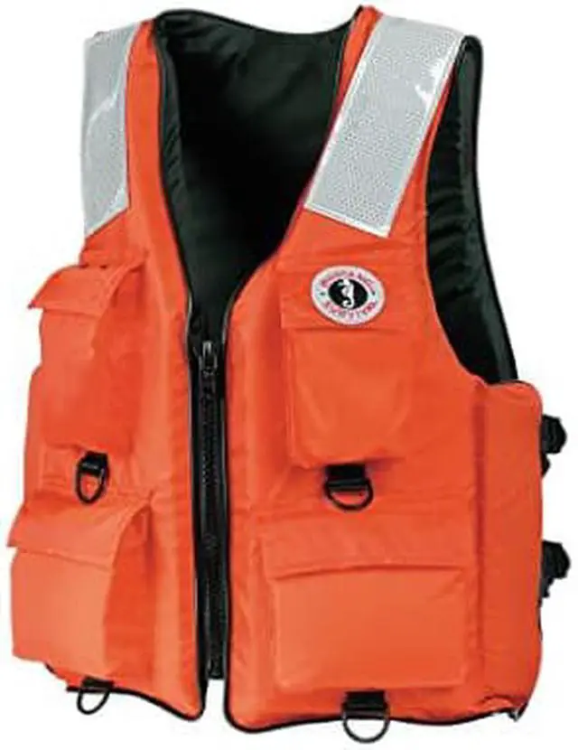 Main image of Mustang Survival - Classic Industrial Vest with 4 Pockets & Solas Reflective Tape (Orange - XL) - USCG Approved, D-Rings, Solas reflectivity, 4 Pockets