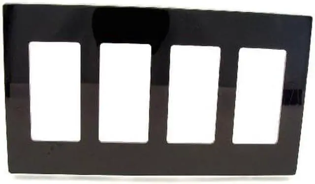 Main image of Leviton 80312-SE 4-Gang Decora Plus Wallplate Screwless Snap-On Mount, Black
