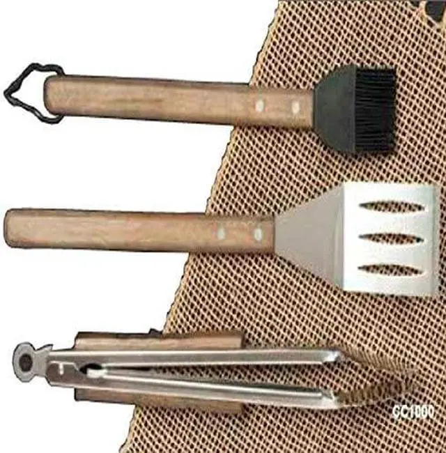 Main image of Charcoal Companion CC1000 Oval Pro Chef Espresso 3-Piece BBQ Tool Set