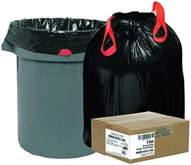 Alt view image 7 of 7 - Webster - WEB1DTL150 - Bag Can Liner Drawstring 1.2 Mils 33 Gal Black Recycled Plastic Webster, CS