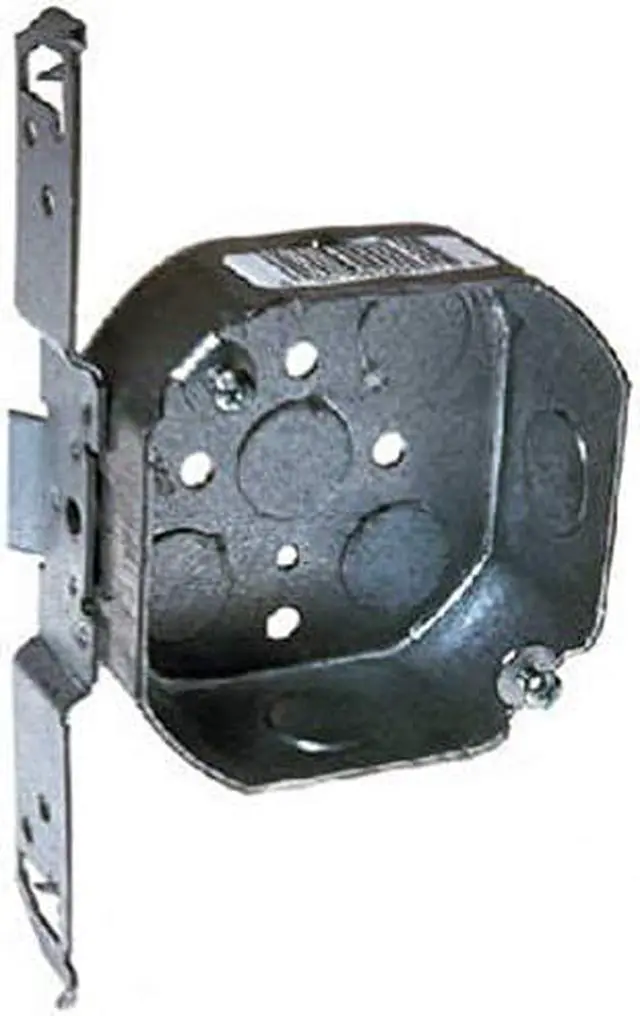 Main image of Hubbell-Raco 161 1-1/2-Inch Deep, 1/2-Inch Side Knockouts, Wood/Metal Stud Bracket 4-Inch Octagon Box