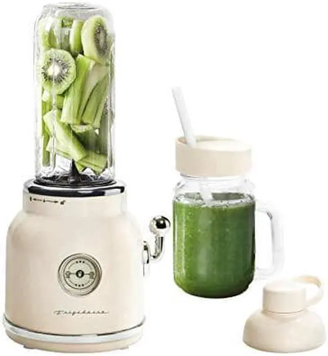 Alt view image 11 of 11 - Frigidaire 20.3oz. 300W Retro Smoothie Maker Blender with Mason Jar - Cream