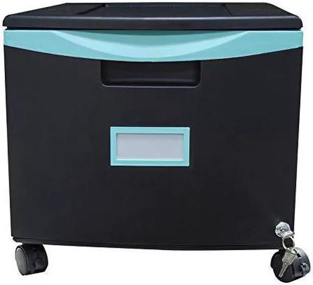 Alt view image 17 of 18 - Storex Single-Drawer Mobile Filing Cabinet 14.75wx18.25dx12.75h Black/Teal