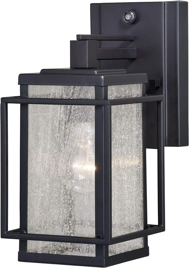 Main image of Hyde Park 1 Light Dusk to Dawn Bronze Mission Outdoor Wall Lantern clear glass