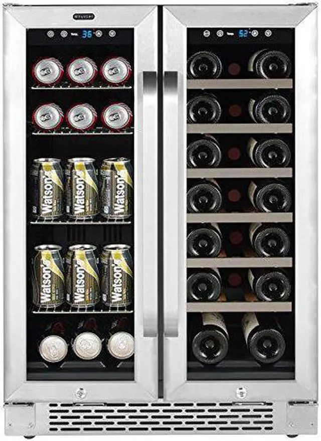 Alt view image 12 of 12 - Whynter 24 Inch Built-In French Door Dual Zone 20 Bottle Wine Refrigerator 60 Can Beverage Center